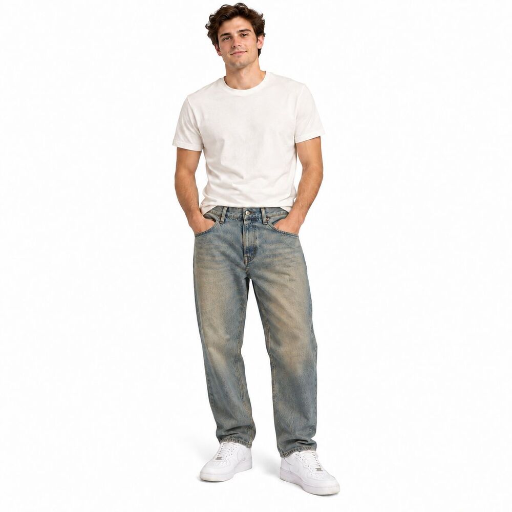 Topman Relaxed jeans Men's W30 L30 Light Wash Button Fly Tapered Denim